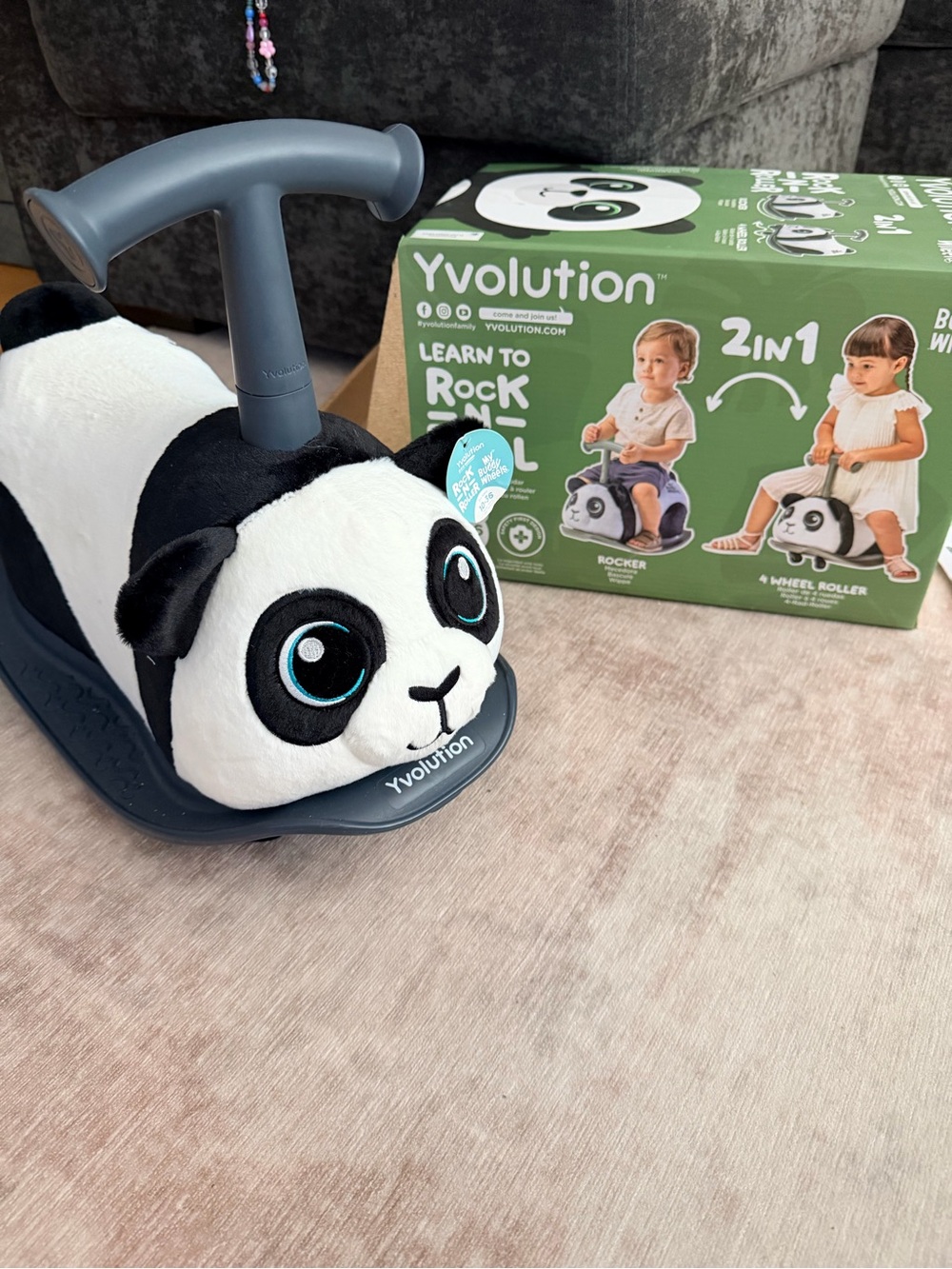 Panda 2-in-1 Ride-On Rocker & Roller - Black & White